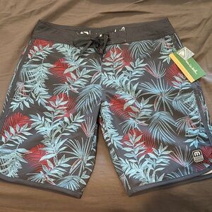 Travis Mathew Black and Blue Tropical Board Shorts